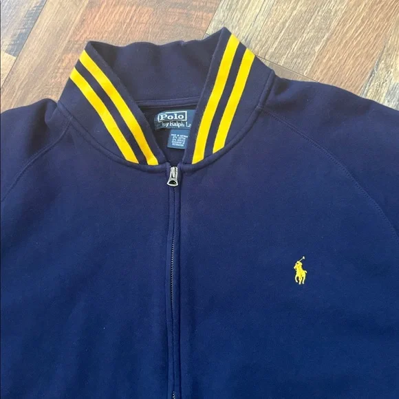 Polo Ralph Lauren Track Jacket Navy Yellow Striped 2XB Big & Tall - Picture 3 of 6